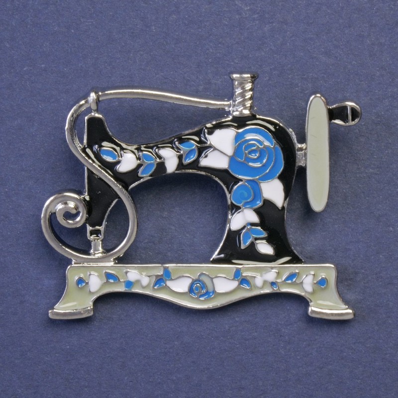 Broche Máquina de coser, plata esmaltada 30x38 mm+