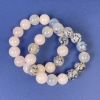 Set de pulseras de cuarzo rosa y ágata Venas de Dragón, cuentas esferas lisas de 12 mm de diámetro, longitud 18 cm aprox., base elástica