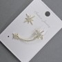 Aretes tipo botón con caf dorados y cristales blancos