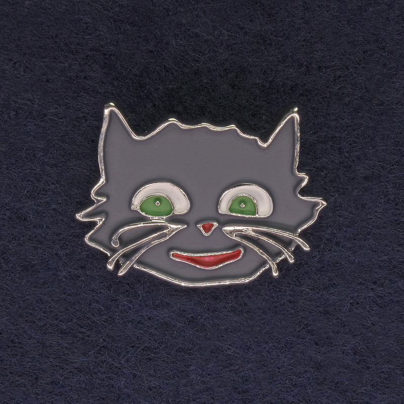 Broche «Gata» plateado con esmalte gris 27×22 mm+