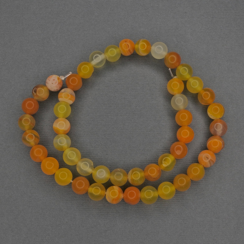 Cuentas de ágata naranja, bolas lisas de 8 mm, en hilo, longitud 38 cm+