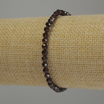 Pulsera de granate con bolitas facetadas, diámetro 4 mm, longitud 18 cm, elástica