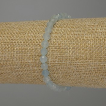 Pulsera de aguamarina con bolas facetadas, diámetro 5 mm, longitud 18 cm, elástica