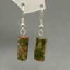 Pendientes de unakita (heliotropo) cilíndricos, diámetro 8×17 mm, longitud 38 mm+