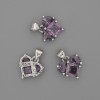 Colgante_corazón con cristales morados 12×12 mm, longitud 17 mm ±, metal plateado