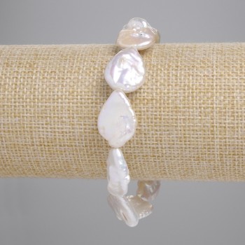 Pulsera de perlas barrocas con tonalidad «gasolina», diámetro 18,5-21×14,5 mm, longitud 18 cm ± (elástico)