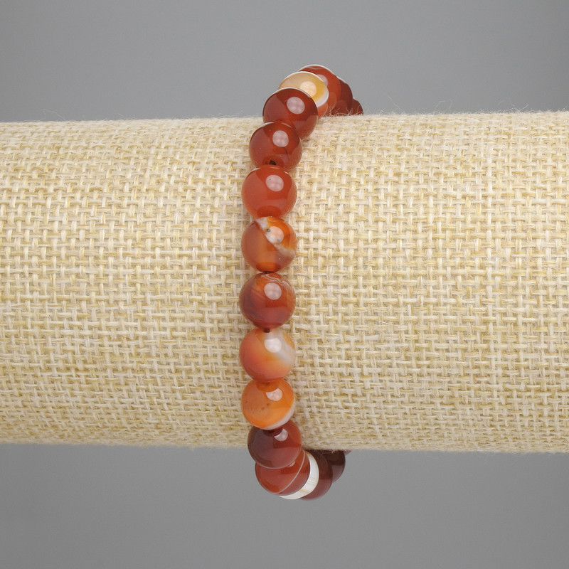 Pulsera de ágata, bolas lisas, diámetro 8 mm, longitud 18 cm, elástica