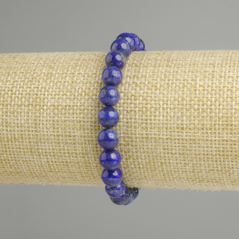 Pulsera de lapislázuli con bolas lisas, diámetro 7 mm ±, longitud 18 cm ±, elástico