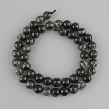 Cuentas de cuarzo rutilado con inclusiones de turmalina Schorl, esferas lisas, diámetro 8 mm, longitud 38 cm, en hilo