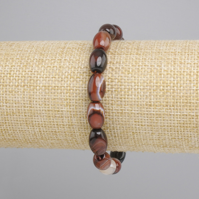 Pulsera de ágata en grano, diámetro 12×8 mm, longitud 18 cm, elástica