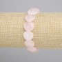 Pulsera de cuarzo rosa en forma de corazones, diámetro 14 mm ±, longitud 18 cm ±, elástica