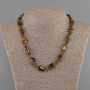 Collar de ojo de tigre rectangular 14×10 mm ±, aventurina 'Noche de El Cairo', bola de 6 mm ±, longitud 45 cm ± con cierre