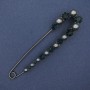 Broche-alfiler con perlas Mallorca y strass 103×25 mm ± metal plateado oscuro