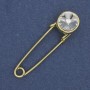 Broche con alfiler de cristal blanco 38×10 mm ± metal dorado
