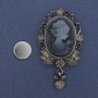 Broche magnético Camafeo Dama con strass en metal plateado 55×32 mm +