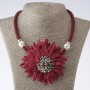 Collar de cordón Crisantemo textil moda burdeos, longitud 48-55 cm