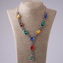Collar de noche con cristales multicolores, longitud 45–55 cm