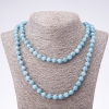 Collar largo de aguamarina, cuentas lisas de 8 mm, longitud 110 cm