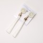 Pendientes de borlas «Crisantemos» blancos, longitud 9 cm