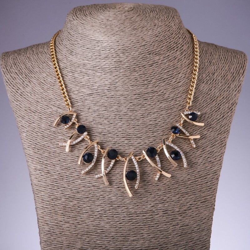 Collar con cristales azules «Zigzag», longitud 42-50 cm