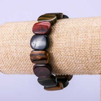 Pulsera de ojo de buey, ojo de tigre y ojo de halcón, cuentas de 18×13 mm, circunferencia de 18 cm, en elástico
