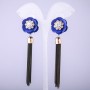 Pendientes Kytytsi Flor azul con cadenas, longitud 90 mm