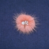 Broche de piel de nutria color polvo con flor, diámetro 50 mm