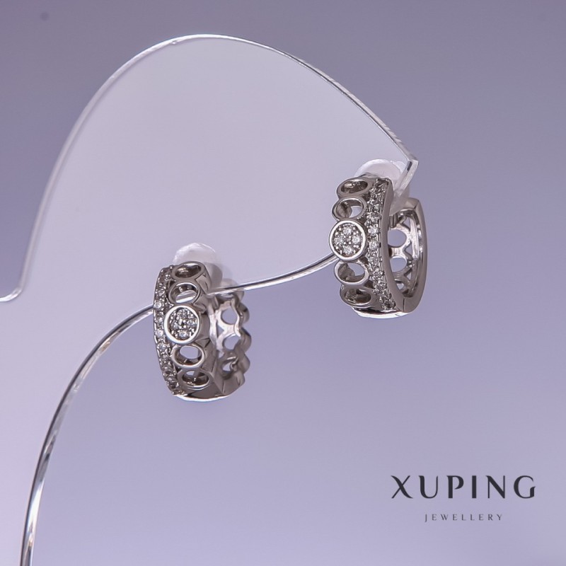 Aretes Xuping con cristales blancos 5×12 mm rodio