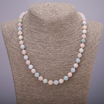 Collar de Morganita de piedra natural con bolas lisas de 8 mm (±), longitud 48 cm
