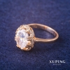 Anillo Xuping con piedra blanca, baño de oro 18K, talla 16
