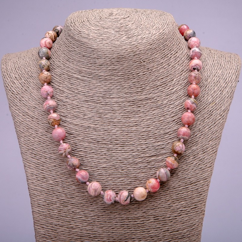 Collar de rodonita 10 mm, 45 cm