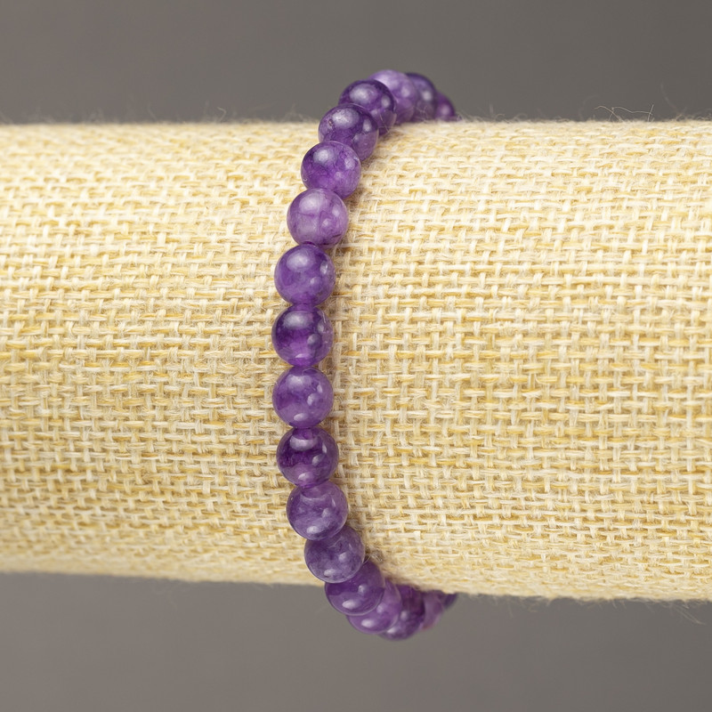 Pulsera de lepidolita (artificial) bolas lisas, diámetro 6 mm ± (elástico)