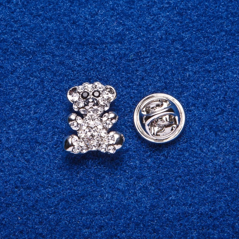 Broche con tornillo «Ratón» metal plateado 1,6 × 1,3 cm