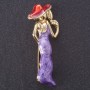 Broche «Dama con copa» roja y lila