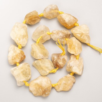 Cuentas de citrino natural sin procesar, diámetro 22×26 mm, ensartadas en hilo, longitud 44 cm ±
