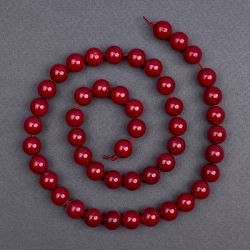 Coral natural, bola lisa, diámetro 9 mm+-, longitud 40 cm+- en hilo