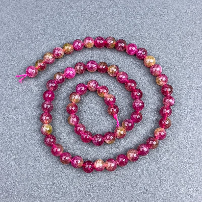 Cuentas de turmalina multicolor, bolas lisas de 6,5 mm, en hilo, longitud 38 cm+