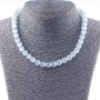 Collar de ojo de gato gris, cuentas de 10 mm, 40 cm