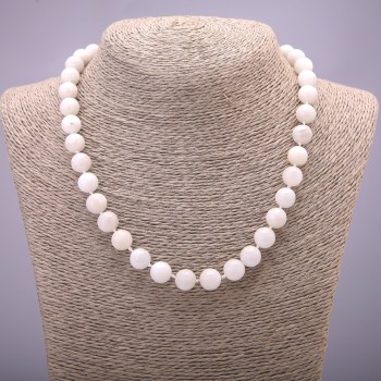 Collar de adularia de piedra natural, cuentas lisas, diámetro 10 mm (±), longitud 45 cm