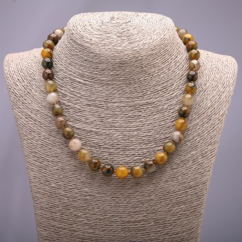 Collar de petersita natural, cuentas lisas de 10 mm