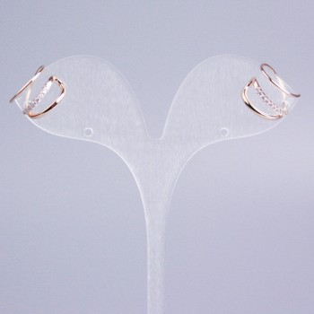 Arete tipo cuff triple Xuping con baño de oro 18K, cristales blancos 14×10 mm +