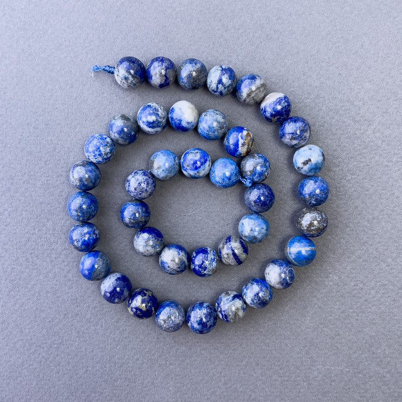Cuentas de lapislázuli naturales, bolas lisas, diámetro 10,5 mm ±, longitud 39 cm ±