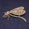 Broche-pendiente «Mariposa» con cristal rosa, strass multicolores, metal dorado 55x35 mm